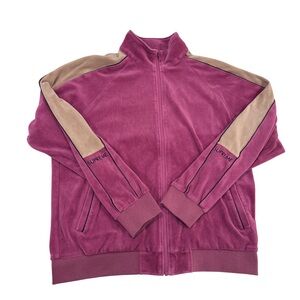 Supreme Track Suit Velour Full Zip Jacket Sporty Streetwear Logo Pink Tan Sz L